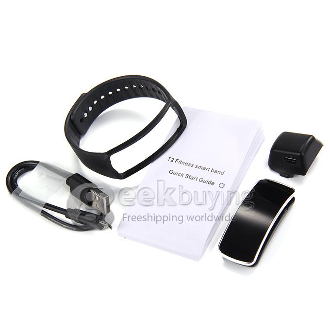T2 Fitness Waterproof Bluetooth 4.0 OLED Smart Bracelet Watch Wrist Band for iPhone Android Phone - Black
