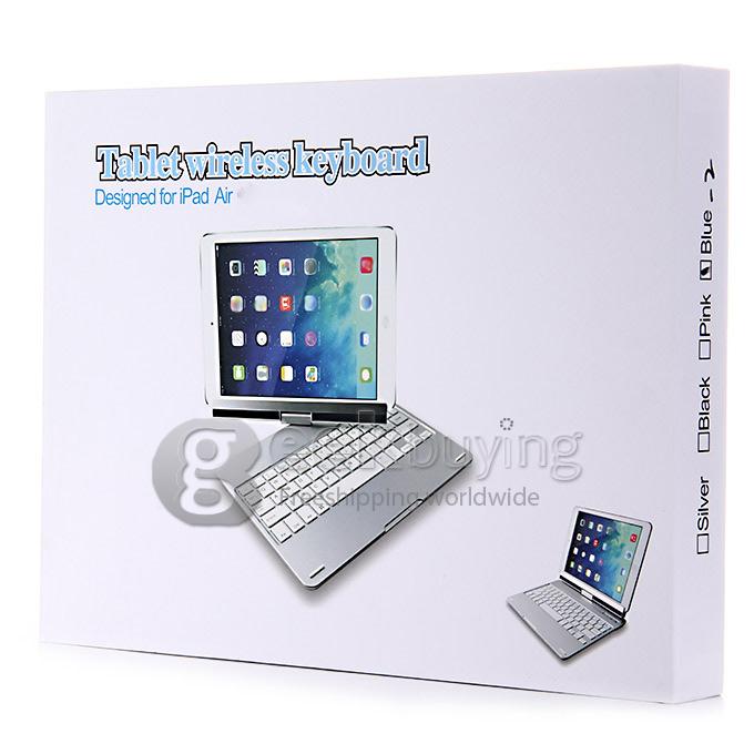 Portable Keyboard for iPad Air Bluetooth Keyboard 360 Degrees Rotating 180 Degrees Flip - Silver