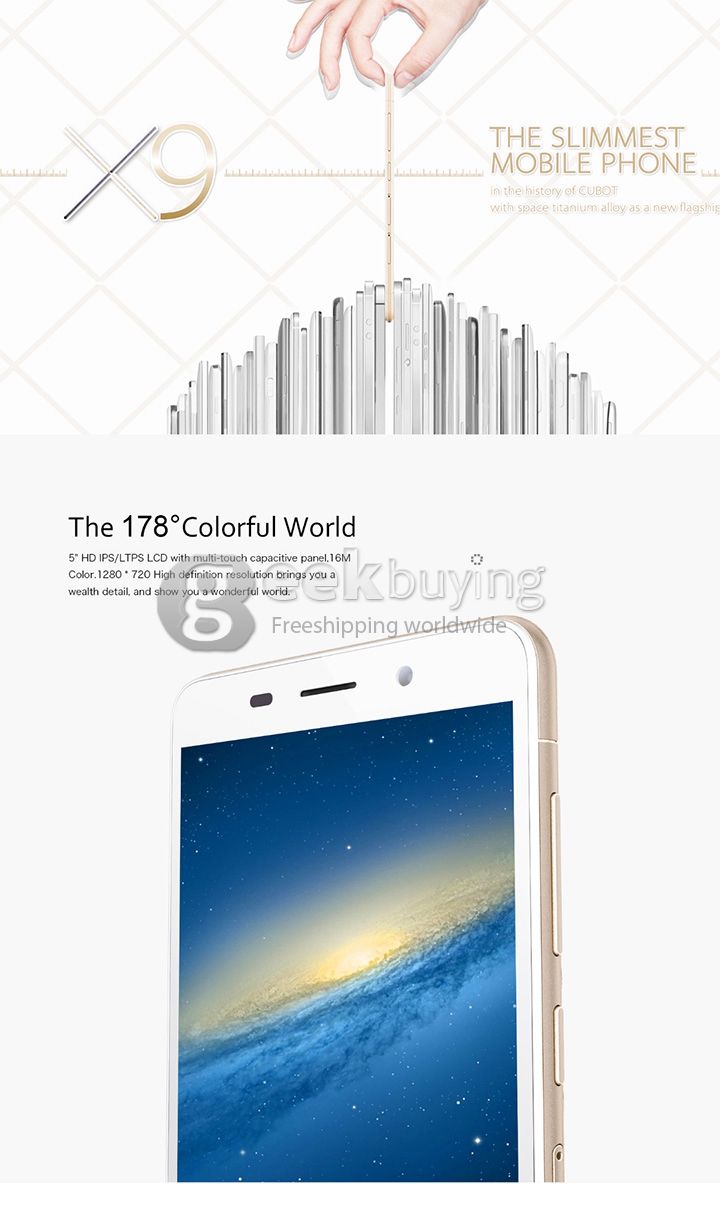 [HK Stock]CUBOT X9 MTK6592M Octa Core 1.4GHz Smartphone Android 4.4 2GB 16GB 5.0 Inch IPS HD Screen Dual Cameras Dual SIM - Black