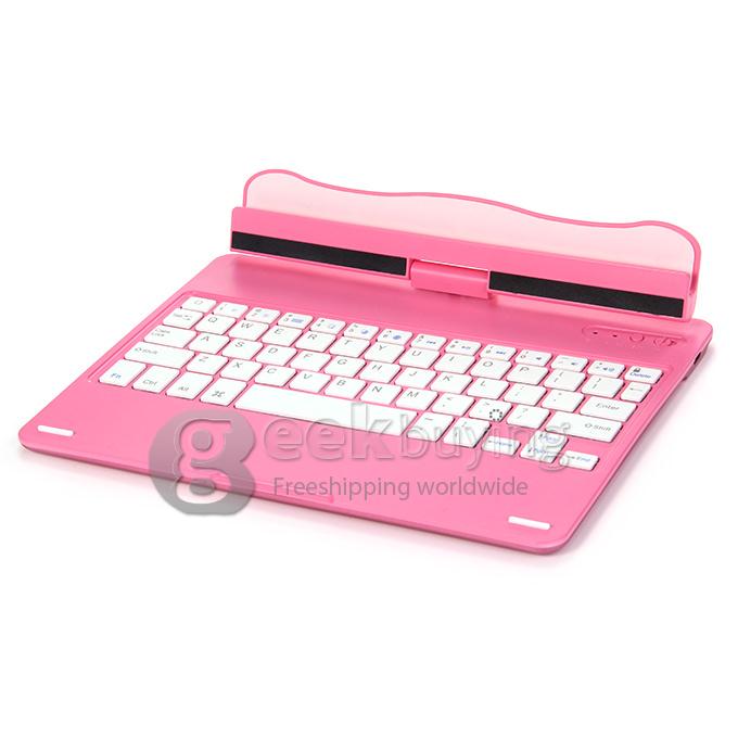 Portable Keyboard for iPad Air Bluetooth Keyboard 360 Degrees Rotating 180 Degrees Flip - Pink