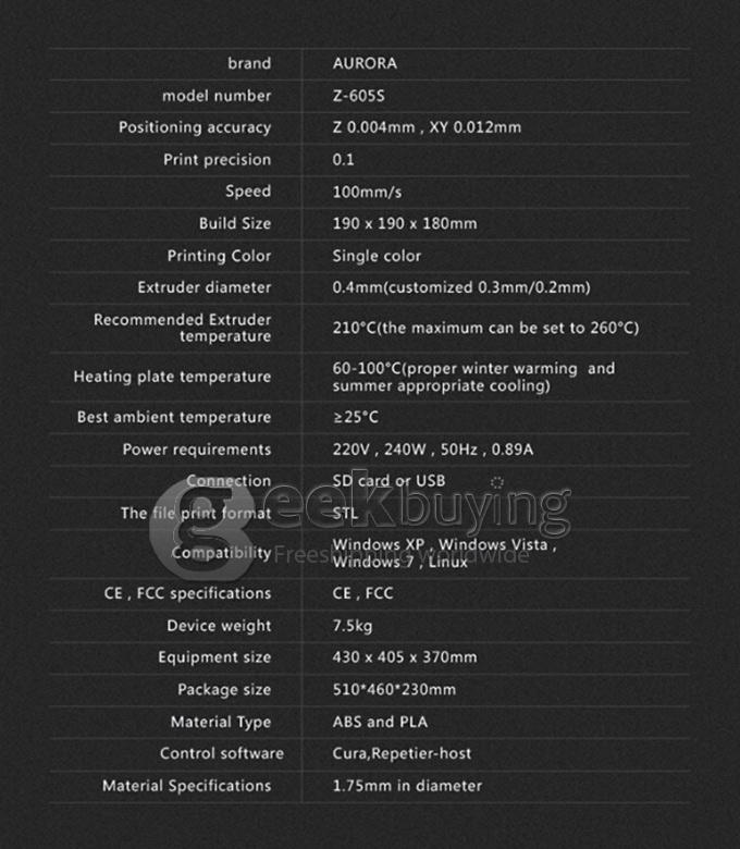 Aurora Z605S Newest Reprap Prusa I3 3D Printer Three-Dimensional Print DIY KIT with LCD Screen