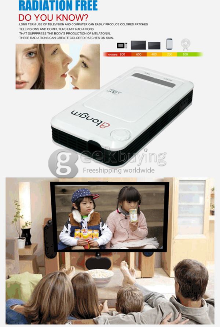 Atongm D9 Ultra-slim Android 4.2 1080P DLP LED Home Theater Projector Wifi HDMI/USB/AV/VGA/OTG/Micro SD Card (US Plug) - White