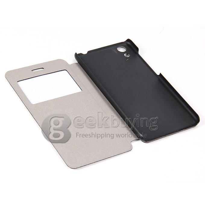 Protective Hard Cover Flip Stand Leather Case for Cubot X9 - Black
