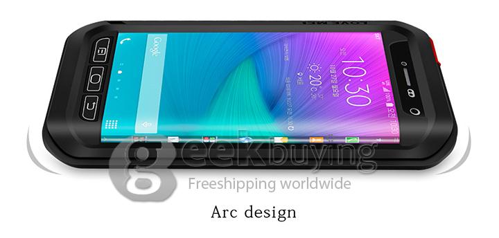 [Spain Stock] Lovemei Aluminum Powerful Shockproof Metal Case Protective Cover For GALAXY Note Edge - Black