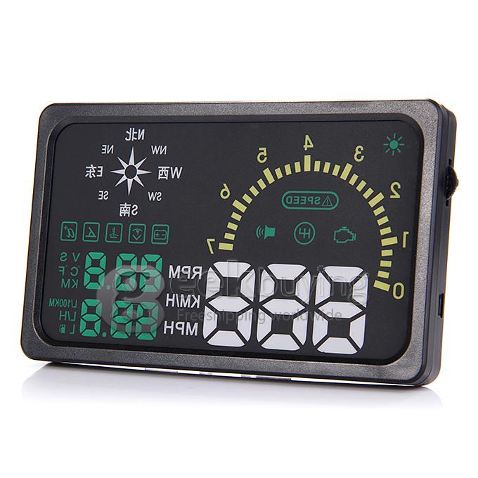 i6 6inch LED HUD Head Up Display OBDII Over Speed Warning Tire Indicator With Compass
