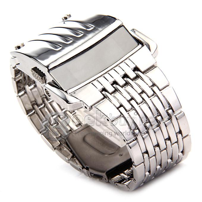 Fashion Iron Man Digital LED Steel Band Digital Quartz Wrist Watch for Man - Silver