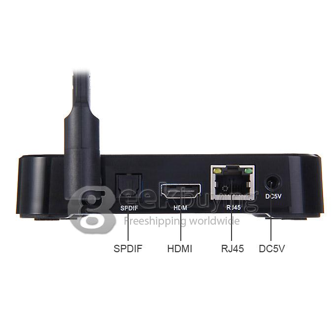 F6 RK3128 XBMC KODI pre-installed TV BOX Quad Core 1G RAM 8GB ROM Support 1080P H.265 Decode WIFI HDMI RJ45 DLNA - Black