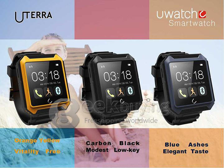 U Watch U Terra IP68 Waterproof Dustproof Shockproof Bluetooth Smart Wrist Watch Pedometer Compass for iOS iPhone Android - Black