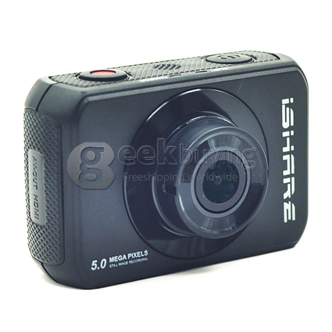 ISHARE S200 Mini Action Sports Camera Standard Version Novatek 12MP 1080P 140 Degree Lens 2.0 Inch HD Camcorder Car DVR - Black