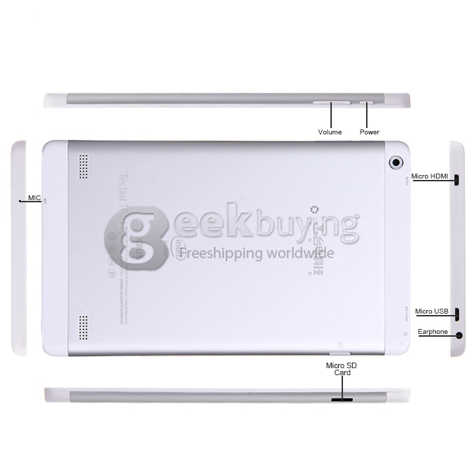 Teclast X80H Dual OS Android 4.4+Win 8.1 Tablet PC 2GB/32GB Intel Z3735F Quad Core 1.83GHz 8 Inch IPS 1280x800 HDMI WiFi Bluetooth - White + Gray