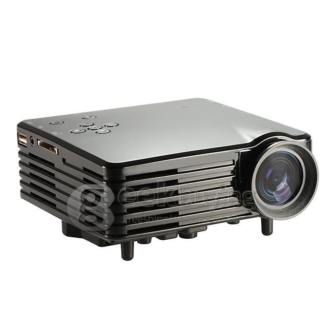GP7S Multimedia 32W 400Lm 1080P LCD Image System LED Projector HDMI VGA SD Card Slot - Black