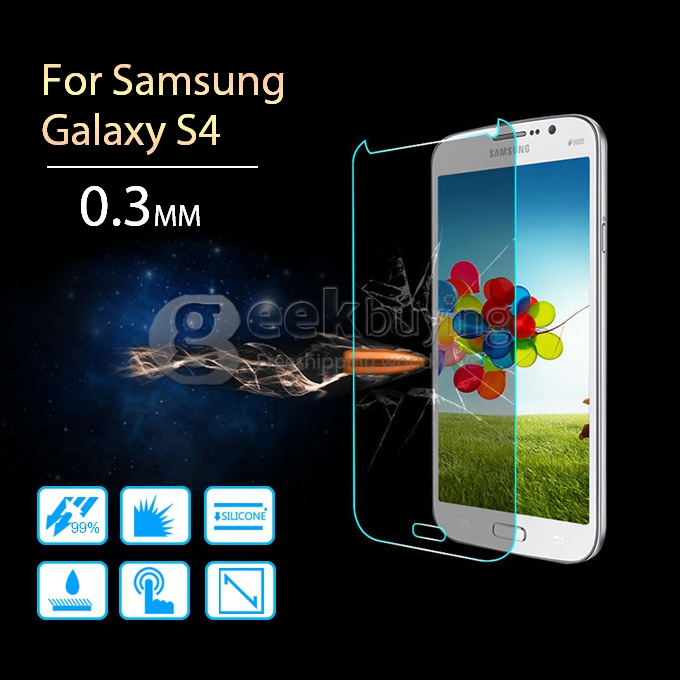 [Wholesale]DHL Delivery 100pcs Toughened Glass 0.33mm Screen Protector Film Cover Arc Edge for SAMSUNG Galaxy S4