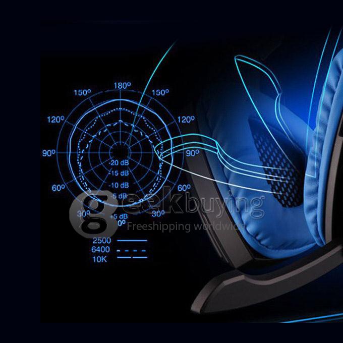 SADES A60 USB Wired 7.1 Surround Sound Gaming Stereo Headset Headphone with MIC for PC Laptop Notebook - Blue + Black
