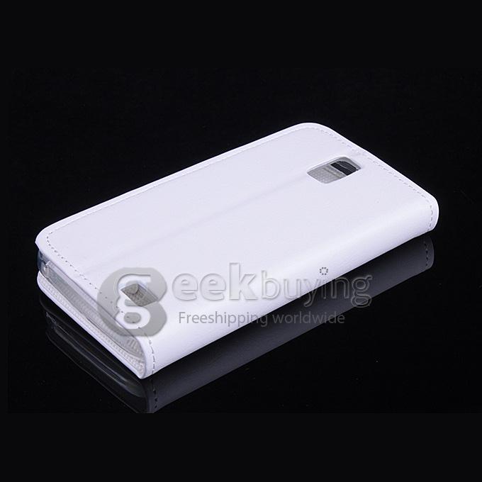Protective Hard Cover Flip Stand Leather Case for Lenovo A328 -White