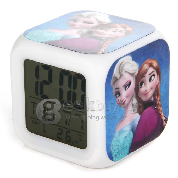 F001 Glowing LED Night Color Change Digital Alarm Clock with Tempreture for Girls Kids
