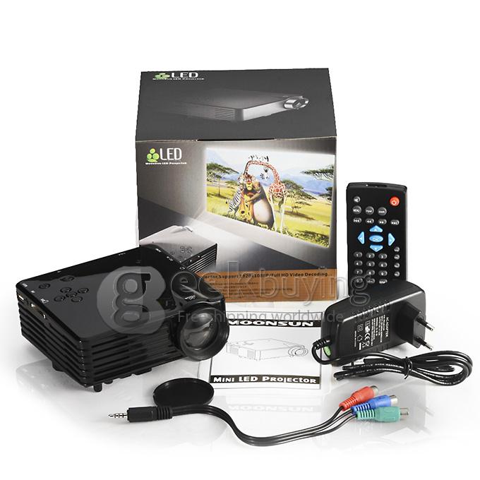 GP7S Multimedia 32W 400Lm 1080P LCD Image System LED Projector HDMI VGA SD Card Slot - Black