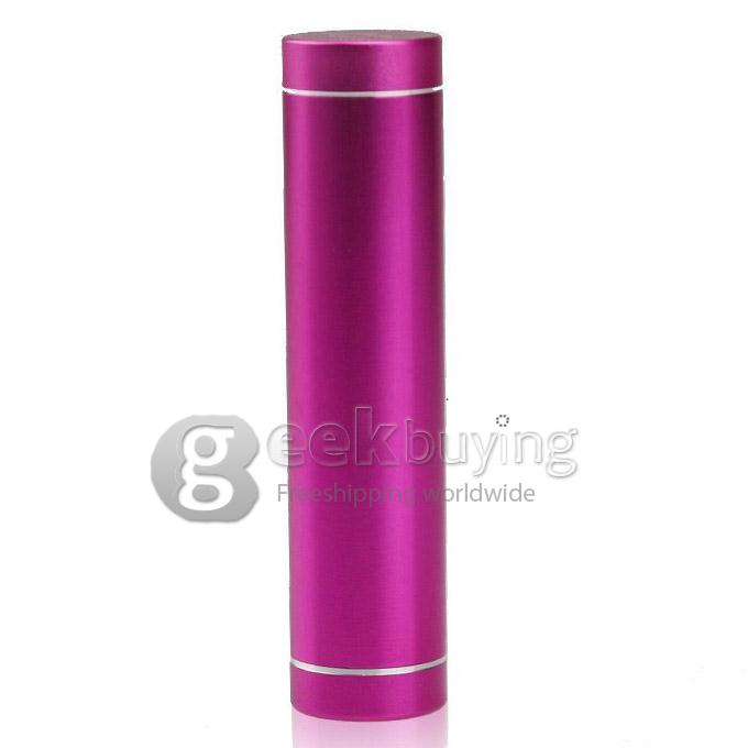 Portable Mini Cylinder 1300mAh USB Power Bank External Battery Pack - Rose Red