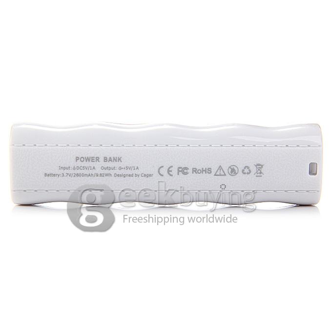 Mini Cager® T10 5V 1A 2600mAh Power Bank External Battery for Smartphone Tablet - White