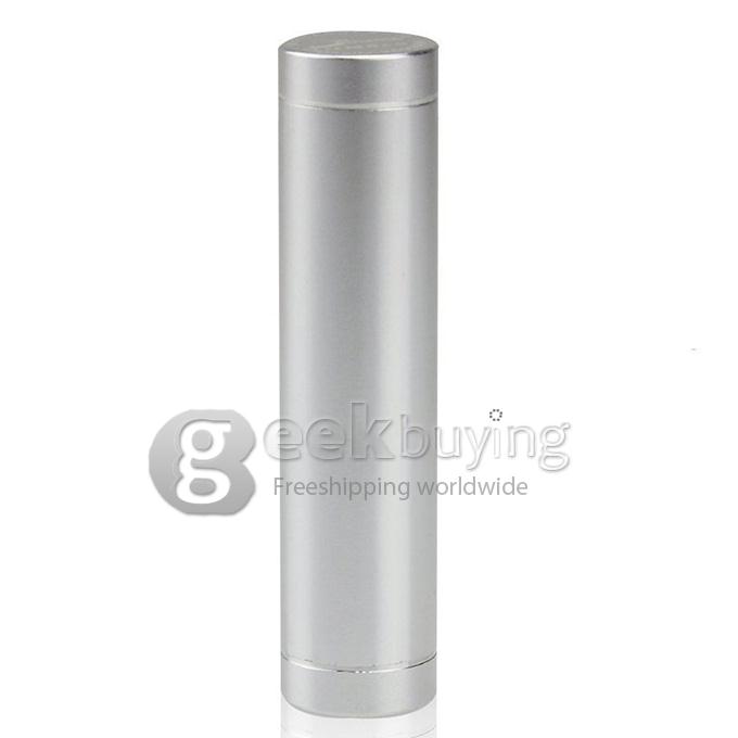 Portable Mini Cylinder 1300mAh USB Power Bank External Battery Pack - Silver