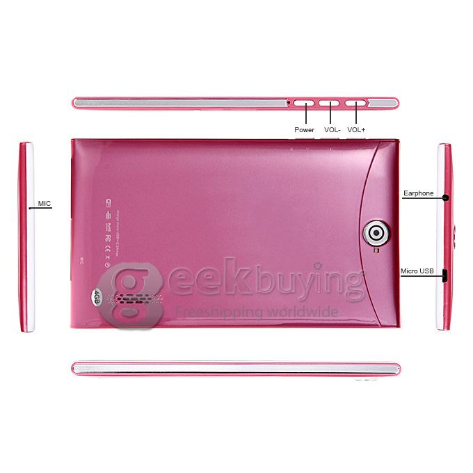 7 Inch F733D 2G Phone Call Android 4.2 Tablet PC 1024x600 Pixels Capacitive Screen BT - Pink
