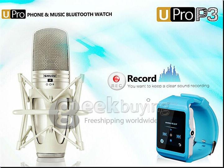 1.55'LED U Pro P3 Bluetooth Watch TouchScreen Smart Watch Phone for Android iPhone With Camera - Light Blue