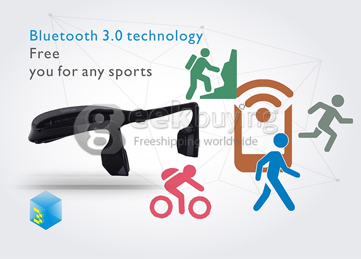 Digicare DO Bone Conduction Headphone Ear Hook Wireless Bluetooth Earphone with NFC and Speaker Connection Call Function - Black