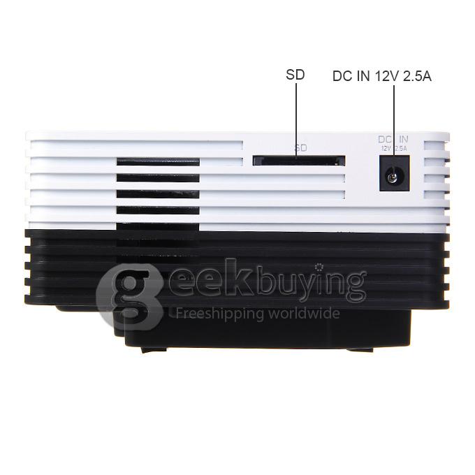 Portable H50 80LM LED LCD Projector Home Theater 1080p 480 x 320 Micro USB HDMI VGA AV Micro USB SD for PC (US Plug)