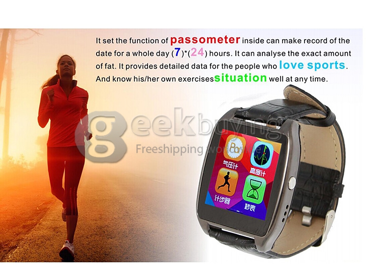 RWATCH R7 Luxury Anti-lost Bluetooth Smart Wrist Watch with Pedometer Sleep Test Altimeter Barometer Thermometer Gun