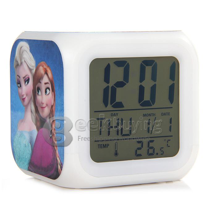 F001 Glowing LED Night Color Change Digital Alarm Clock with Tempreture for Girls Kids