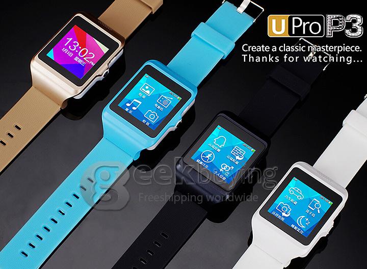 1.55'LED U Pro P3 Bluetooth Watch TouchScreen Smart Watch Phone for Android iPhone With Camera - Light Blue