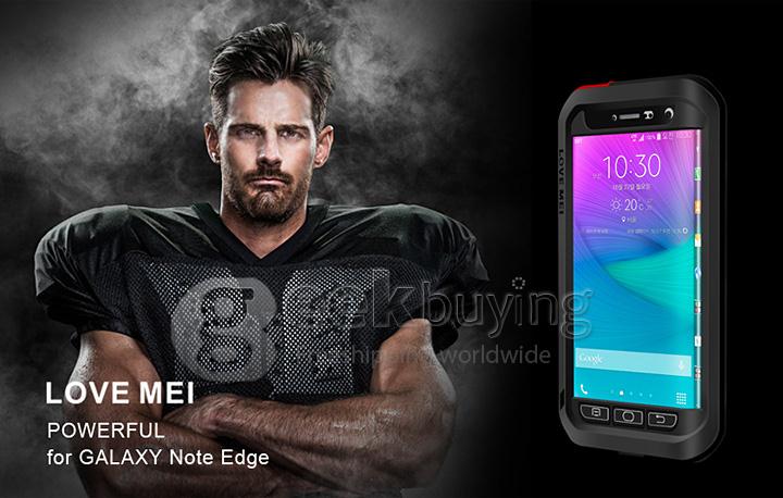 [Spain Stock] Lovemei Aluminum Powerful Shockproof Metal Case Protective Cover For GALAXY Note Edge - Black