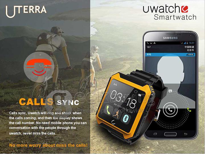 U Watch U Terra IP68 Waterproof Dustproof Shockproof Bluetooth Smart Wrist Watch Pedometer Compass for iOS iPhone Android - Black