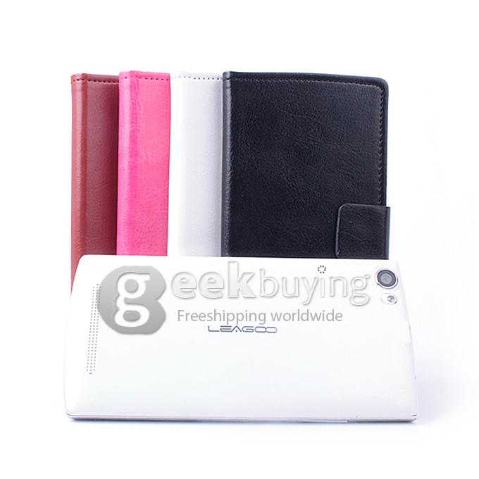 Protective Hard Cover Flip Stand Leather Case for Leagoo Lead 7 -Brown