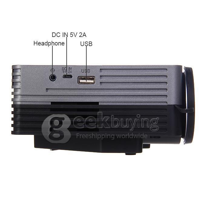 Portable H50 80LM LED LCD Projector Home Theater 1080p 480 x 320 Micro USB HDMI VGA AV Micro USB SD for PC (US Plug)