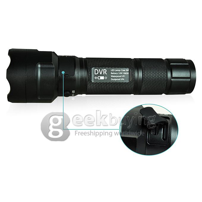 720P HD Police Equipment Waterproof LED HD Flashlight DVR with Speaker