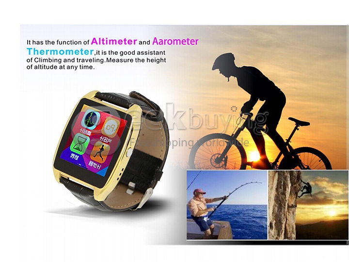 RWATCH R7 Luxury Anti-lost Bluetooth Smart Wrist Watch with Pedometer Sleep Test Altimeter Barometer Thermometer - Gold