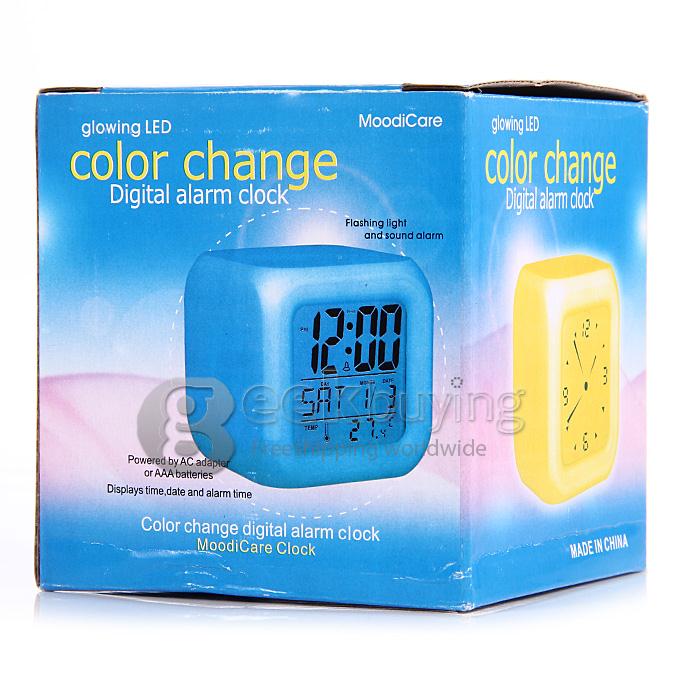 F001 Glowing LED Night Color Change Digital Alarm Clock with Tempreture for Girls Kids