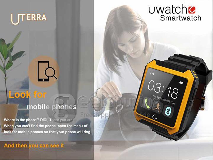 U Watch U Terra IP68 Waterproof Dustproof Shockproof Bluetooth Smart Wrist Watch Pedometer Compass for iOS iPhone Android - Black