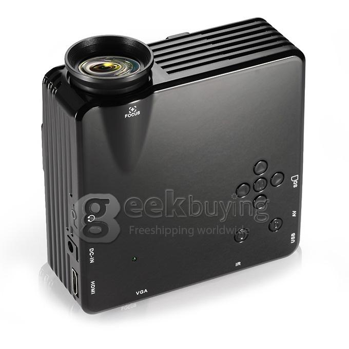 GP7S Multimedia 32W 400Lm 1080P LCD Image System LED Projector HDMI VGA SD Card Slot - Black