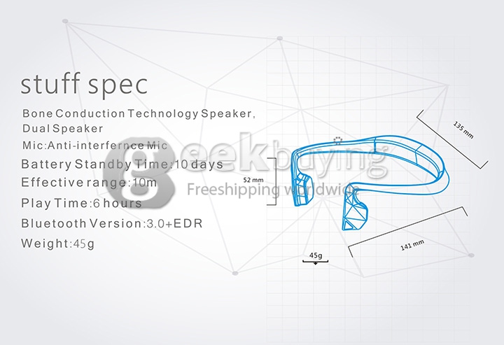 Digicare DO Bone Conduction Headphone Ear Hook Wireless Bluetooth Earphone with NFC and Speaker Connection Call Function - Black