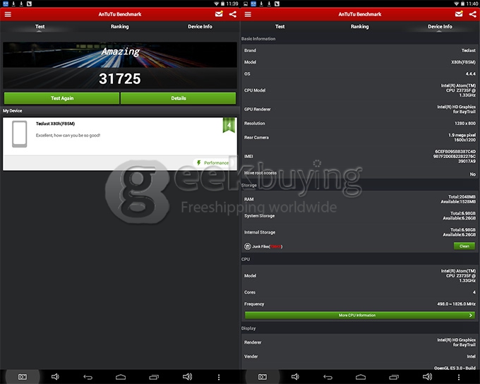 Teclast X80H Dual OS Android 4.4+Win 8.1 Tablet PC 2GB/32GB Intel Z3735F Quad Core 1.83GHz 8 Inch IPS 1280x800 HDMI WiFi Bluetooth - White + Gray