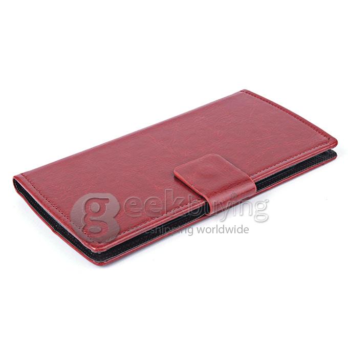 Protective Hard Cover Flip Stand Leather Case for THL T6s -Brown