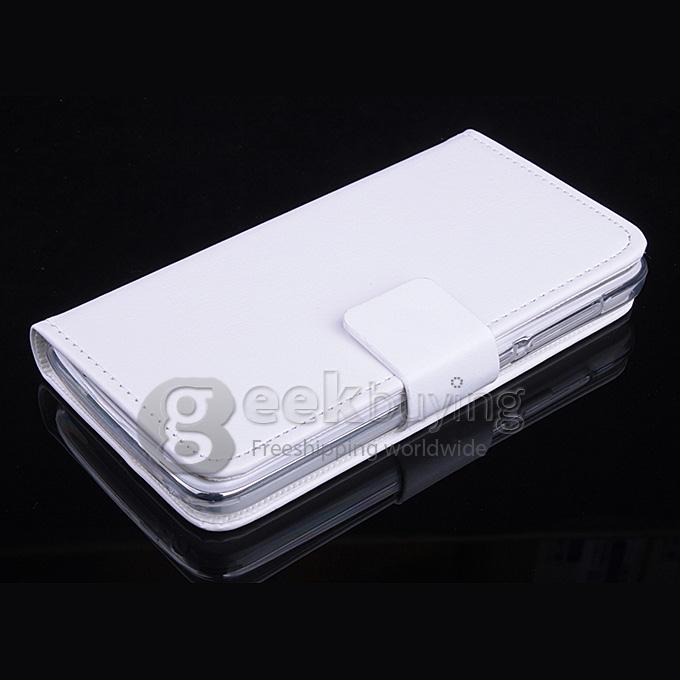 Protective Hard Cover Flip Stand Leather Case for Lenovo A328 -White