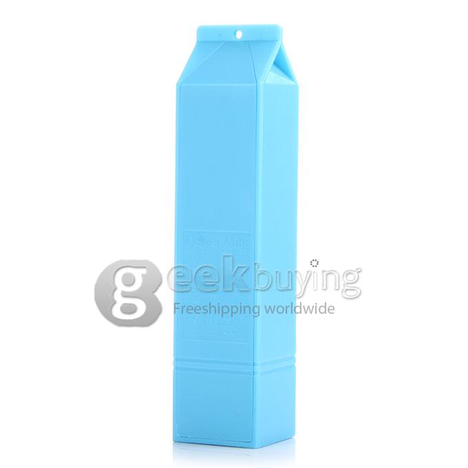 Portable Milk Box Style 2600mAh External Power Bank Battery Charger for Smartphone - Blue