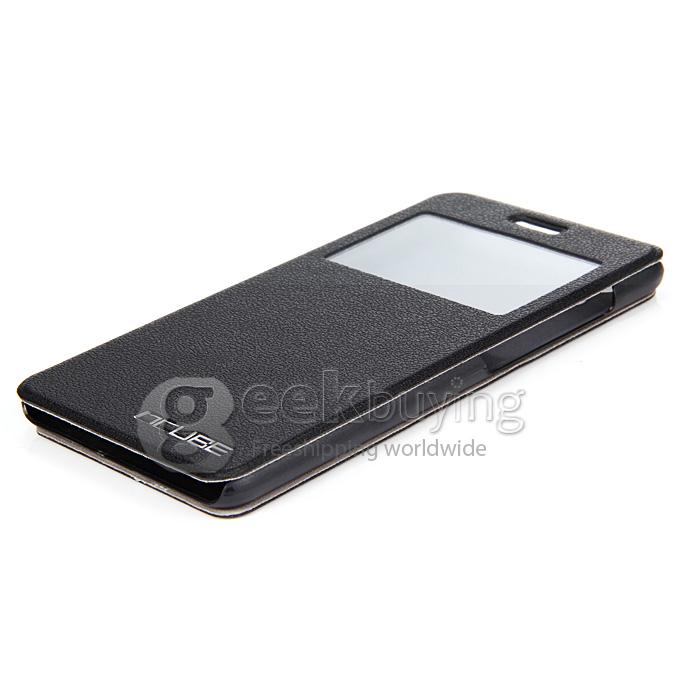 Protective Hard Cover Flip Stand Leather Case for Cubot X9 - Black