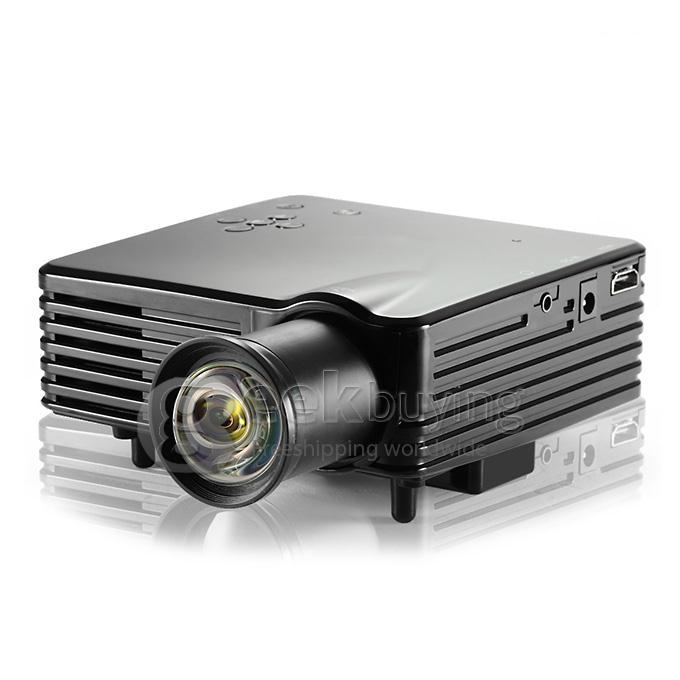 GP7S Multimedia 32W 400Lm 1080P LCD Image System LED Projector HDMI VGA SD Card Slot - Black