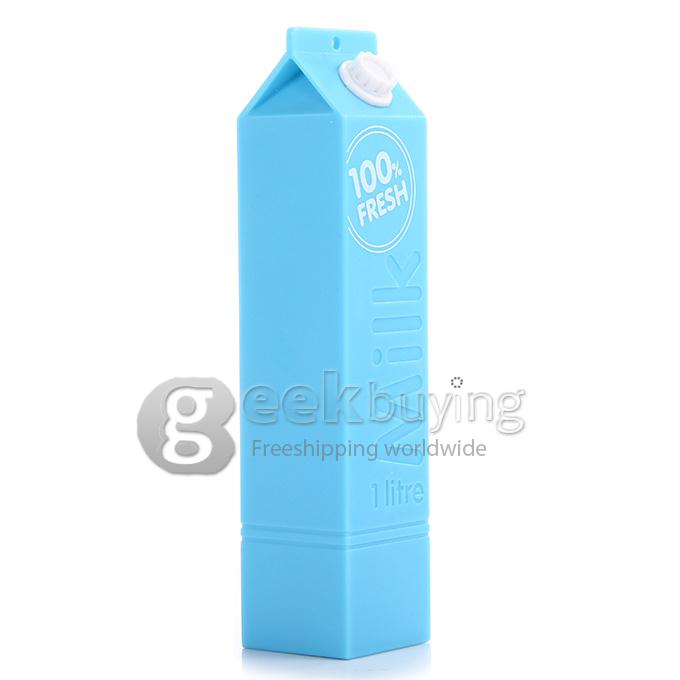 Portable Milk Box Style 2600mAh External Power Bank Battery Charger for Smartphone - Blue