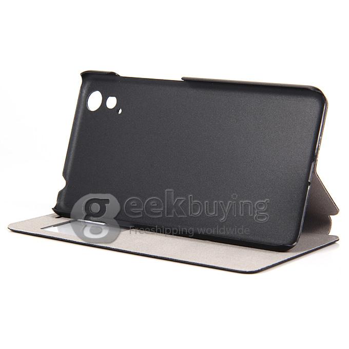 Protective Hard Cover Flip Stand Leather Case for Cubot X9 - Black