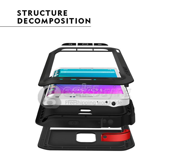 [Spain Stock] Lovemei Aluminum Powerful Shockproof Metal Case Protective Cover For GALAXY Note Edge - Black