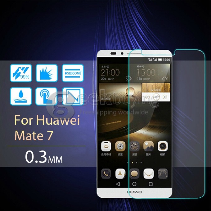 [Wholesale]DHL Delivery 100pcs Toughened Glass 0.33mm Screen Protector Film Cover Arc Edge for HUAWEI Mate 7 with Retail Package
